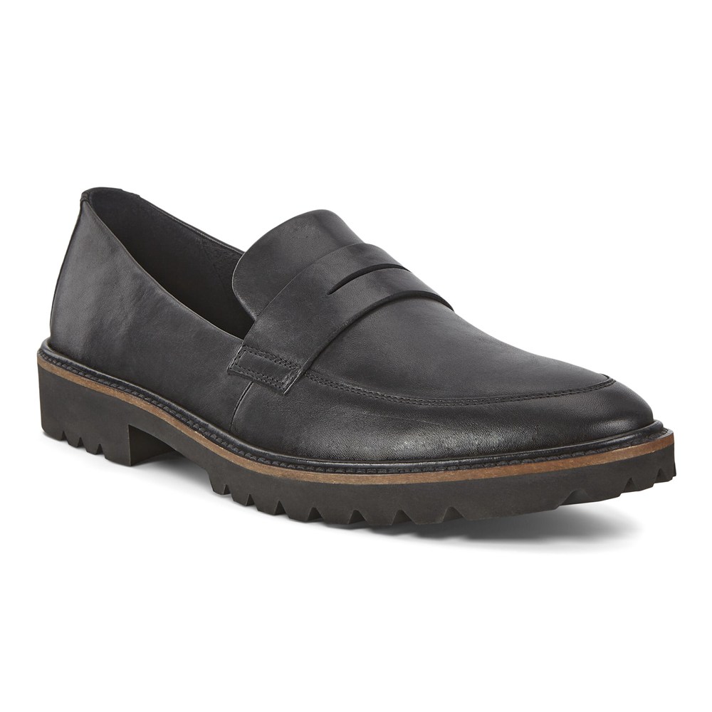 Womens Loafer - ECCO Modern Tailored Slip-On Penny - Black - 6715IHRUB